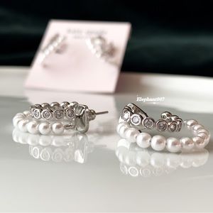 Kate Spade New York pearl Cubic Zirconia hoop earrings